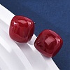 Square Brass & Plastic Stud Earrings for Women EJEW-G425-01G-01-2