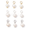 3Pcs 3 Colors Natural Cultured Freshwater Pearl Two Sides Polished Charms PALLOY-JF04036-1