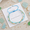 Beachy Style Brass & Glass & Seed Beaded Multi-Layer Bracelets BK3958-2-2