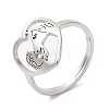 304 Stainless Steel Heart with Horse Adjustable Ring for Women RJEW-M149-20P-3