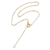 Adjustable 304 Stainless Steel Figaro Chain Natural Pearl Rice Y Tassel Lariat Necklaces for Women NJEW-JN06146-2