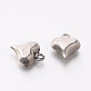 Original Color 304 Stainless Steel Puffed Heart Charms X-STAS-E078-01-1