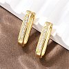 Rectangle Brass Cubic Zirconia Hoop Earrings EJEW-A156-16B-G-3