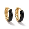 Black Enamel Hinged Hoop Earrings EJEW-C030-09G-1