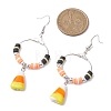 Halloween Candy Corn Handmade Lampwork & Polymer Clay Dangle Earrings for Women EJEW-JE05893-01-3