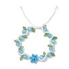 3Pcs Flower Handmade Porcelain and Cat Eye and Acrylic Beads Braided Bead Bracelets BJEW-TA00700-2
