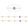 Natural Amethyst Square Beaded Chains AJEW-J035-02G-09-2
