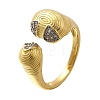 Brass Micro Pave Clear Cubic Zirconia Cuff Rings RJEW-U035-04GP-4