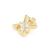 Brass Micro Pave Clear Cubic Zirconia Charms KK-Z151-18G-X-2