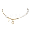 Brass Micro Pave Clear Cubic Zirconia Virgin Cross Pendant Necklaces NJEW-JN05980-2
