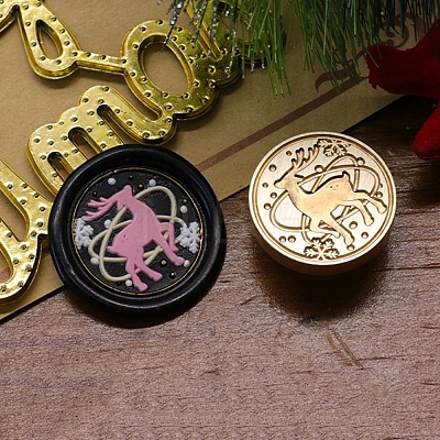 Christmas Series Wax Seal Brass Stamp Head AJEW-M037-01G-16-1