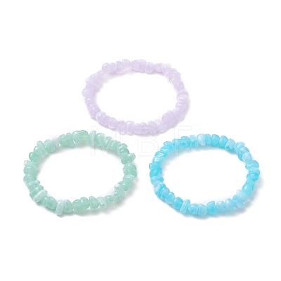 3Pcs 3 Color Acrylic Chips Beaded Stretch Bracelets Set for Kids BJEW-JB09388-1
