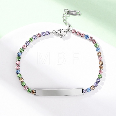 304 Stainless Steel Rhinestone Cup Chain Bracelets BJEW-G753-02P-01-1