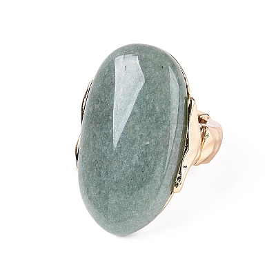 Natural Green Aventurine Stretch Finger Rings RJEW-N055-01C-1