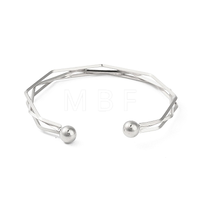 Non-Tarnish 304 Stainless Steel 3 Line Open Cuff Bangles for Women BJEW-S155-01P-1