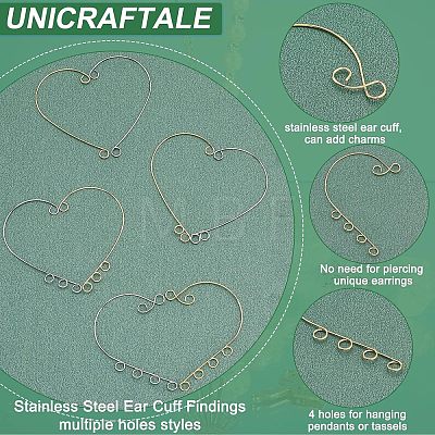 Unicraftale 48Pcs 8 Style 316 Stainless Steel Ear Cuff Findings STAS-UN0038-18-1