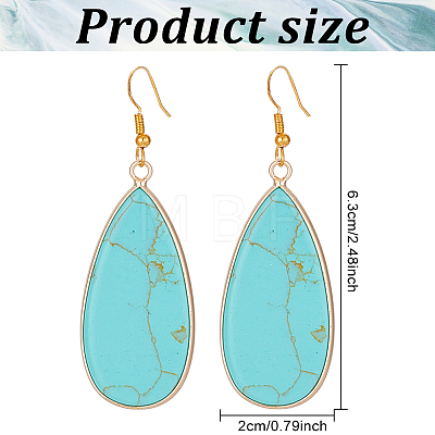 2 Pairs 2 Style Synthetic Turquoise & Natural Howlite Teardrop Dangle Earrings EJEW-AN0002-33-1