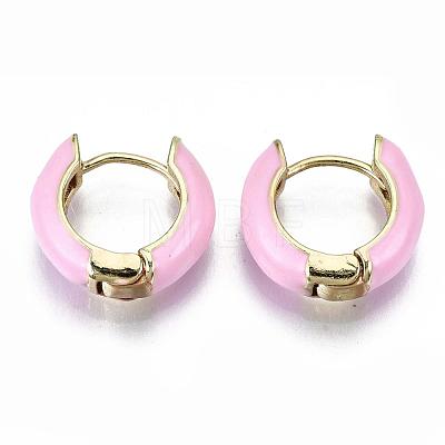 Brass Huggie Hoop Earrings EJEW-S209-01E-1