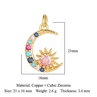 Brass Micro Pave Colorful Cubic Zirconia Pendants ZIRC-OY001-10G-1