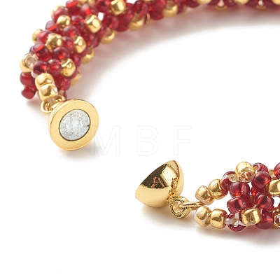 Glass Seed Beaded Bracelet with Brass Magnetic Clasp BJEW-JB07802-01-1