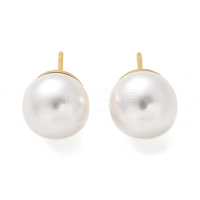 Brass ABS Imitation Pearl Stud Earrings EJEW-B132-01C-G-1