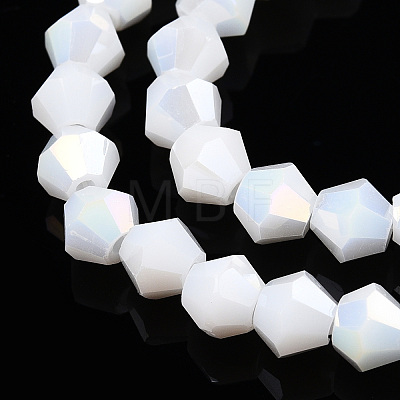 Opaque Solid Color Electroplate Glass Beads Strands EGLA-A039-P6mm-B15-1