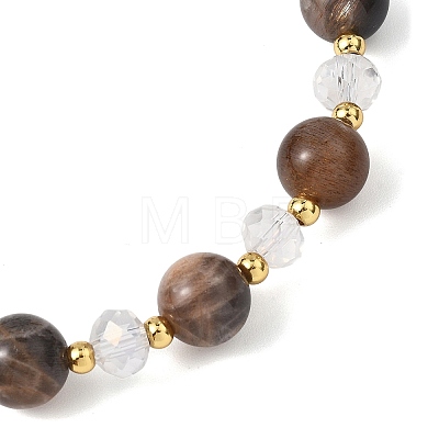 Natural Black Moonstone Beaded Stretch Bracelets for Women BJEW-JB12792-1