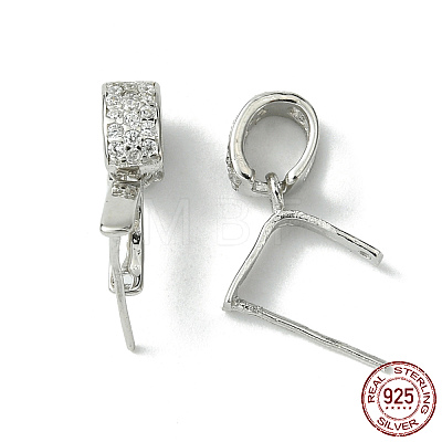 Rhodium Plated 925 Sterling Silver Micro Pave Cubic Zirconia Pendant Bails STER-P034-43P-1