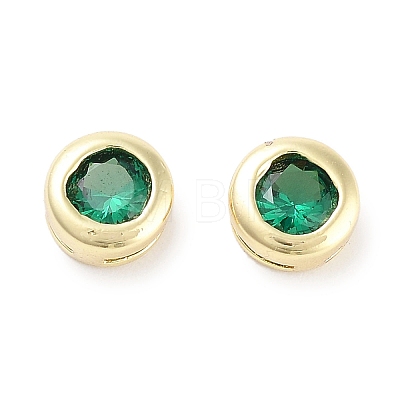 Brass with Single Cubic Zirconia Slide Charms KK-C051-27G-02-1