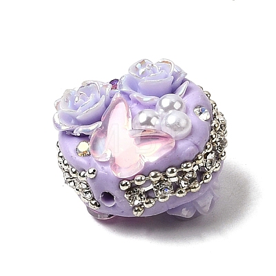 Handmade Polymer Clay Rhinestone Beads CLAY-Z005-03C-1