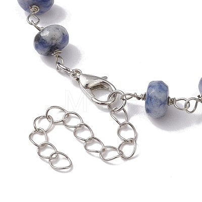Rondelle Natural Blue Spot Jasper Links Bracelets & Necklaces Sets SJEW-JS01295-03-1