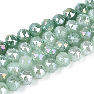 Anti-Tarnish Electroplate Glass Beads Strands GLAA-N064-8mm-10-1