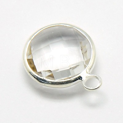 Silver Color Plated Brass Glass Pendants GLAA-J018B-S-1