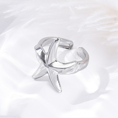 Stafish 304 Stainless Steel Open Cuff Rings for Women RJEW-F174-01P-1