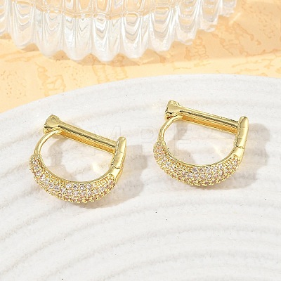 Brass Micro Pave Cubic Zirconia Hoop Earrings KK-CBA30C7-23G-1