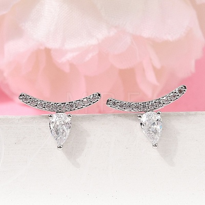 Brass Micro Pave Cubic Zirconia Stud Earrings EJEW-G471-14P-1
