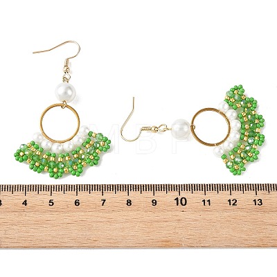 Glass Braided Beads Dangle Earrings EJEW-MZ00747-1