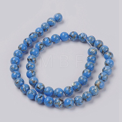 Sea Shell and Synthetic Turquoise Assembled Beads Strands G-G758-03-6mm-1