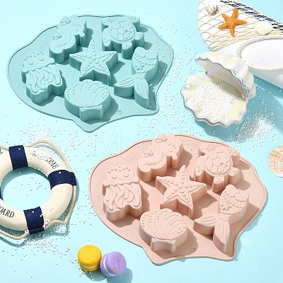 2Pcs 2 Colors Ocean Themed Baking Silicone Molds ST-CJ0043-086-1