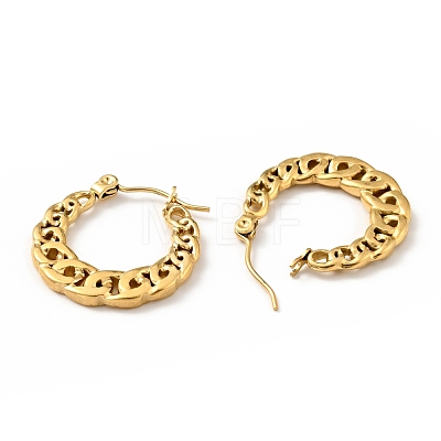 Ion Plating(IP) 304 Stainless Steel Curb Chains Hoop Earrings for Women EJEW-G293-06G-1