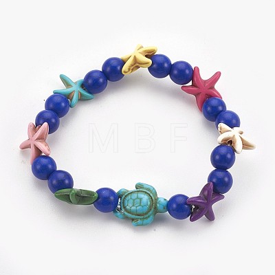 Synthetic Turquoise(Dyed) Beads Kids Stretch Bracelets BJEW-JB03889-1