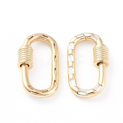 Brass Micro Pave Cubic Zirconia Screw Carabiner Lock Charms X-ZIRC-L093-58A-G-1