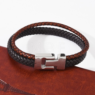 Braided Microfiber Leather Cord Bracelets for Women Men BJEW-D304-17P-03-1