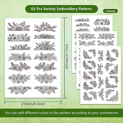 4 Sheets 11.6x8.2 Inch Stick and Stitch Embroidery Patterns DIY-WH0455-040-1