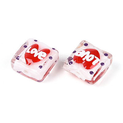Handmade Spray Painted Lampwork Beads LAMP-N035-02H-1