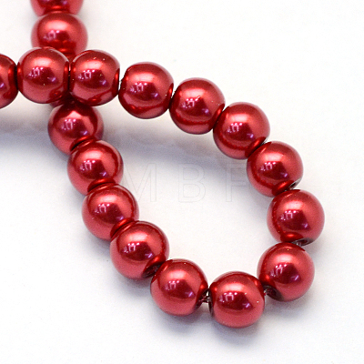 Baking Painted Pearlized Glass Pearl Round Bead Strands X-HY-Q003-6mm-51-1