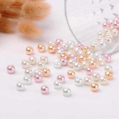 Barely Pink Mix Pearlized Glass Pearl Beads HY-X006-8mm-01-1