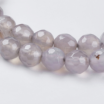 Natural Grey Agate Beads Strands G-G580-6mm-08-1