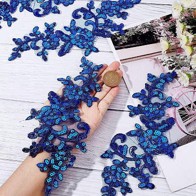 2Pairs Leaves Polyester Embroidery Ornaments Accessories DIY-GF0014-46B-1