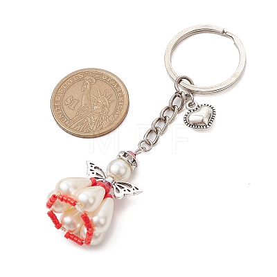 Acrylic Imitation Pearl Keychain KEYC-MZ00030-03-1